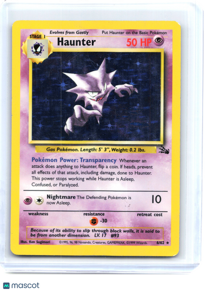 1999 Pokemon—Haunter #6/62 Fossil—Holo Rare Holo [Damaged]