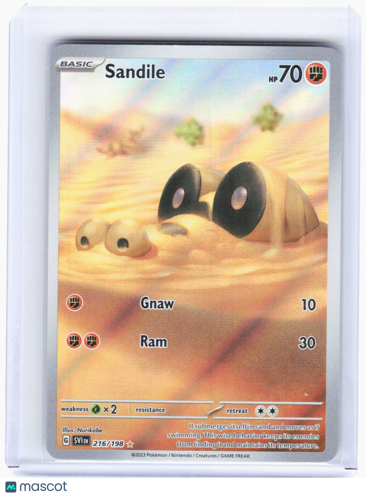 2023 Pokemon—Sandile #216/198 Scarlet & Violet Base Set—Illustration Rare Foil