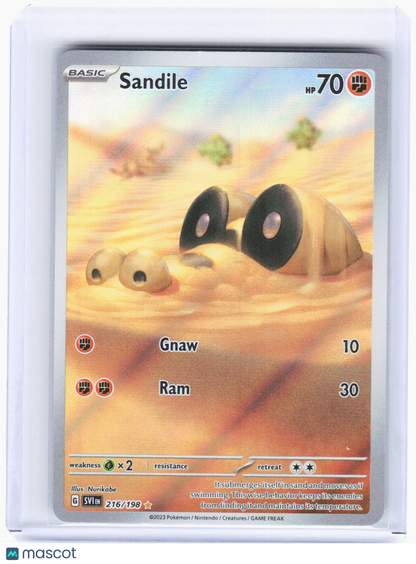 2023 Pokemon—Sandile #216/198 Scarlet & Violet Base Set—Illustration Rare Foil