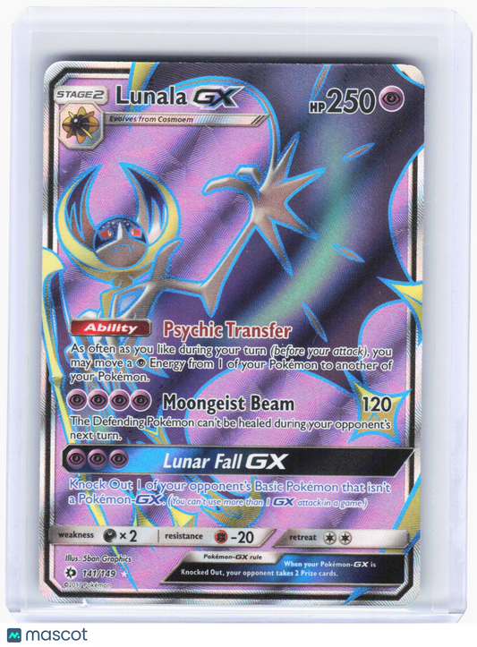 2017 Pokemon—Lunala GX (Full Art) #141/149 SM Base Set—Ultra Rare Foil (HP)