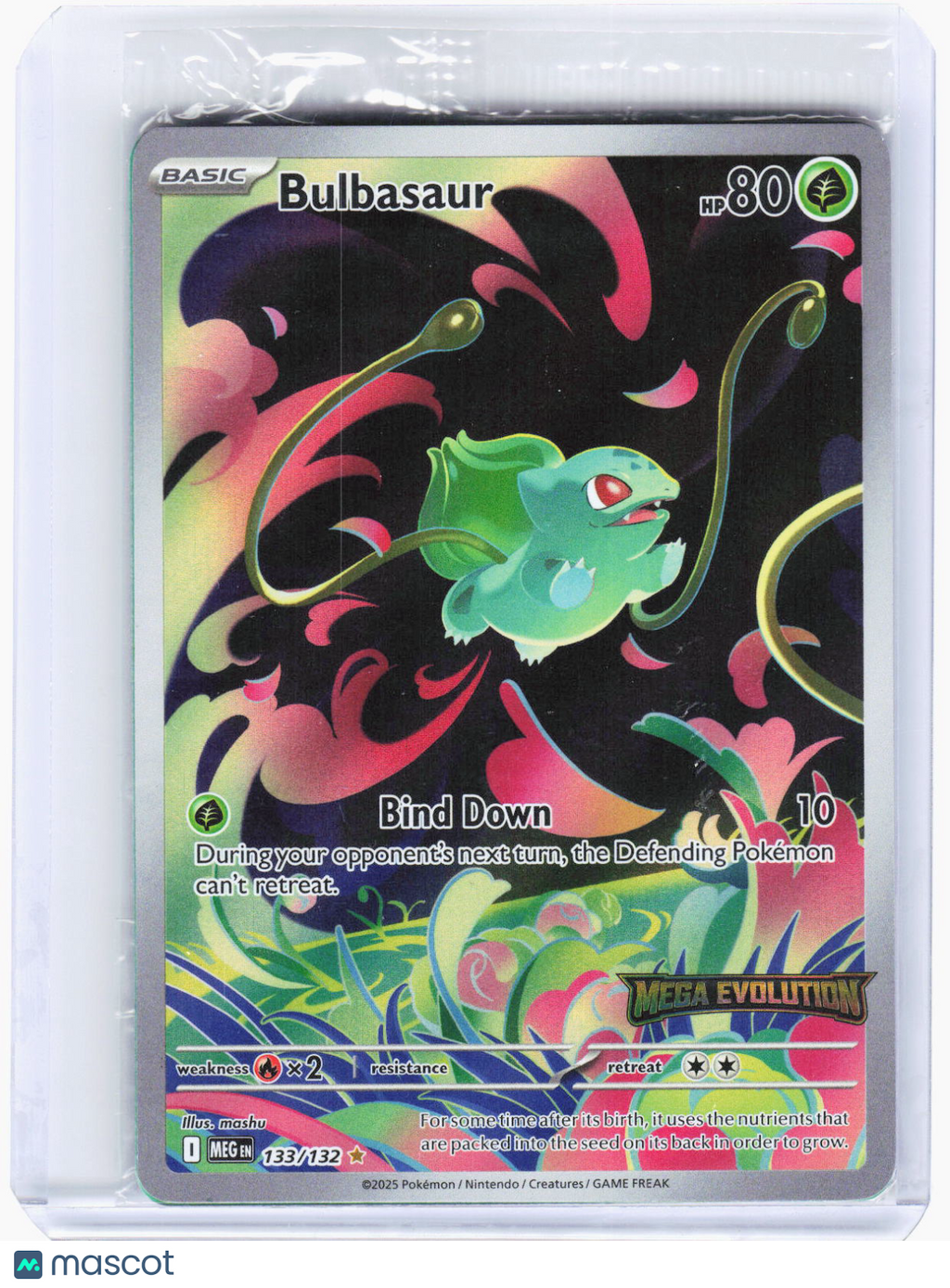2025 Pokemon—Bulbasaur (Stamped) #133/132 Mega Evolution—IR Foil (Sealed)
