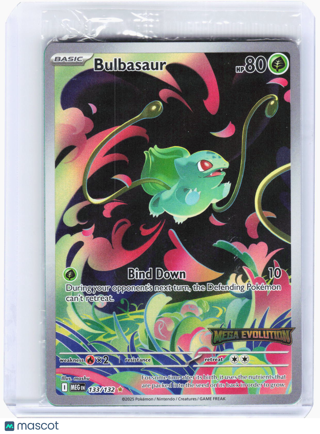 2025 Pokemon—Bulbasaur (Stamped) #133/132 Mega Evolution—IR Foil (Sealed)