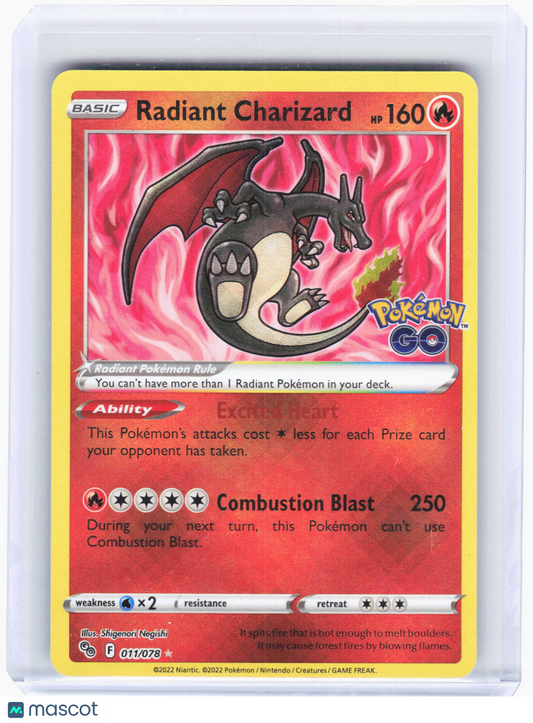 2022 —Radiant Charizard #11/78 Pokemon GO—Radiant Rare Foil