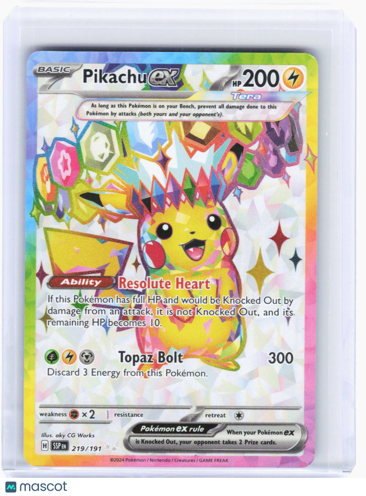 2024 Pokemon—Pikachu ex #219/191 Surging Sparks—Ultra Rare Foil