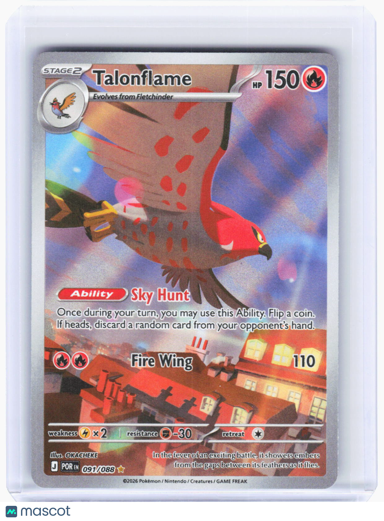 2026 Pokemon—Talonflame #91/88 Perfect Order—Illustration Rare Foil