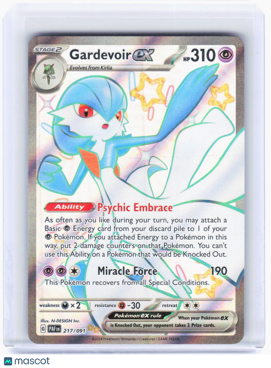 2024 Pokemon—Gardevoir ex #217/91 Paldean Fates—Shiny Ultra Rare Foil
