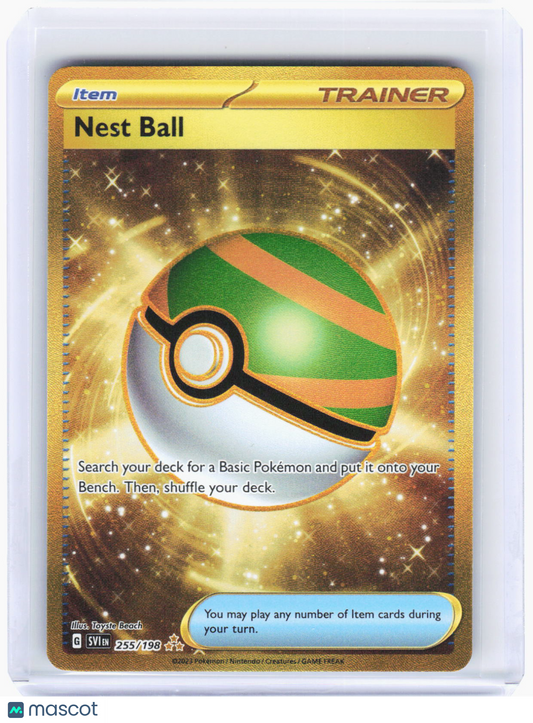 2023 Pokemon—Nest Ball #255/198 Scarlet & Violet Base Set—Hyper Rare Gold