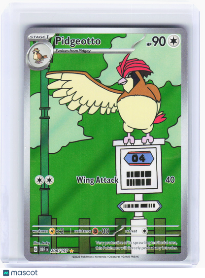 2023 Pokemon—Pidgeotto #208/197 Obsidian Flames—Illustration Rare Foil