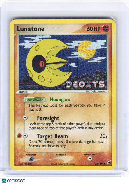 2005 Pokemon—Lunatone #36/107 Deoxys—Uncommon Reverse Holo (Lightly Played)