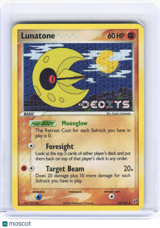 2005 Pokemon—Lunatone #36/107 Deoxys—Uncommon Reverse Holo (Lightly Played)