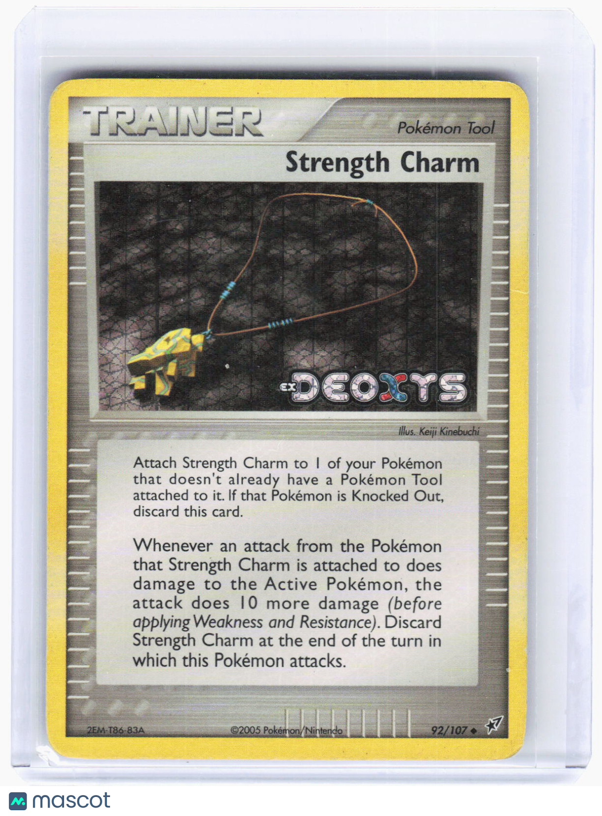 2005 Pokemon—Strength Charm #92/107 Deoxys—Uncommon Reverse Holo (Damaged)