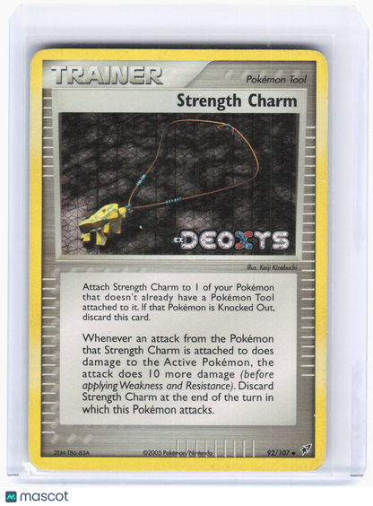 2005 Pokemon—Strength Charm #92/107 Deoxys—Uncommon Reverse Holo (Damaged)