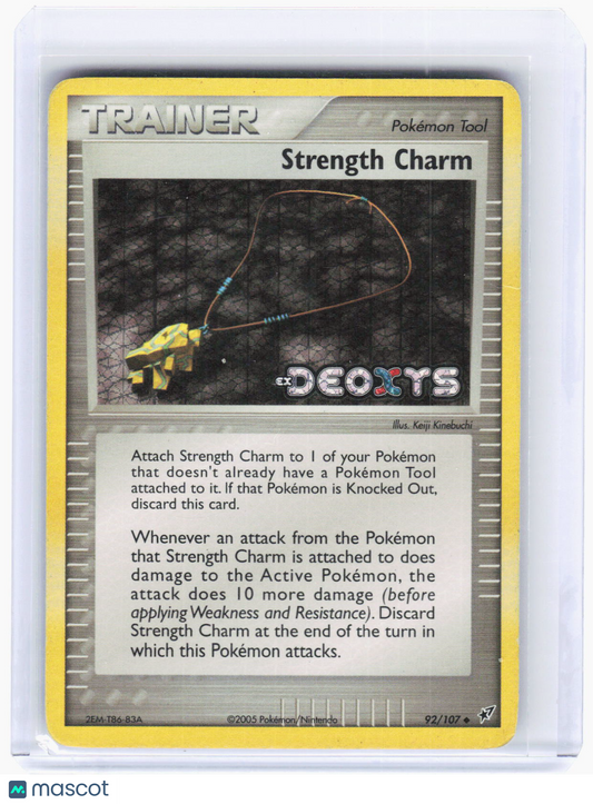 2005 Pokemon—Strength Charm #92/107 Deoxys—Uncommon Reverse Holo (Damaged)