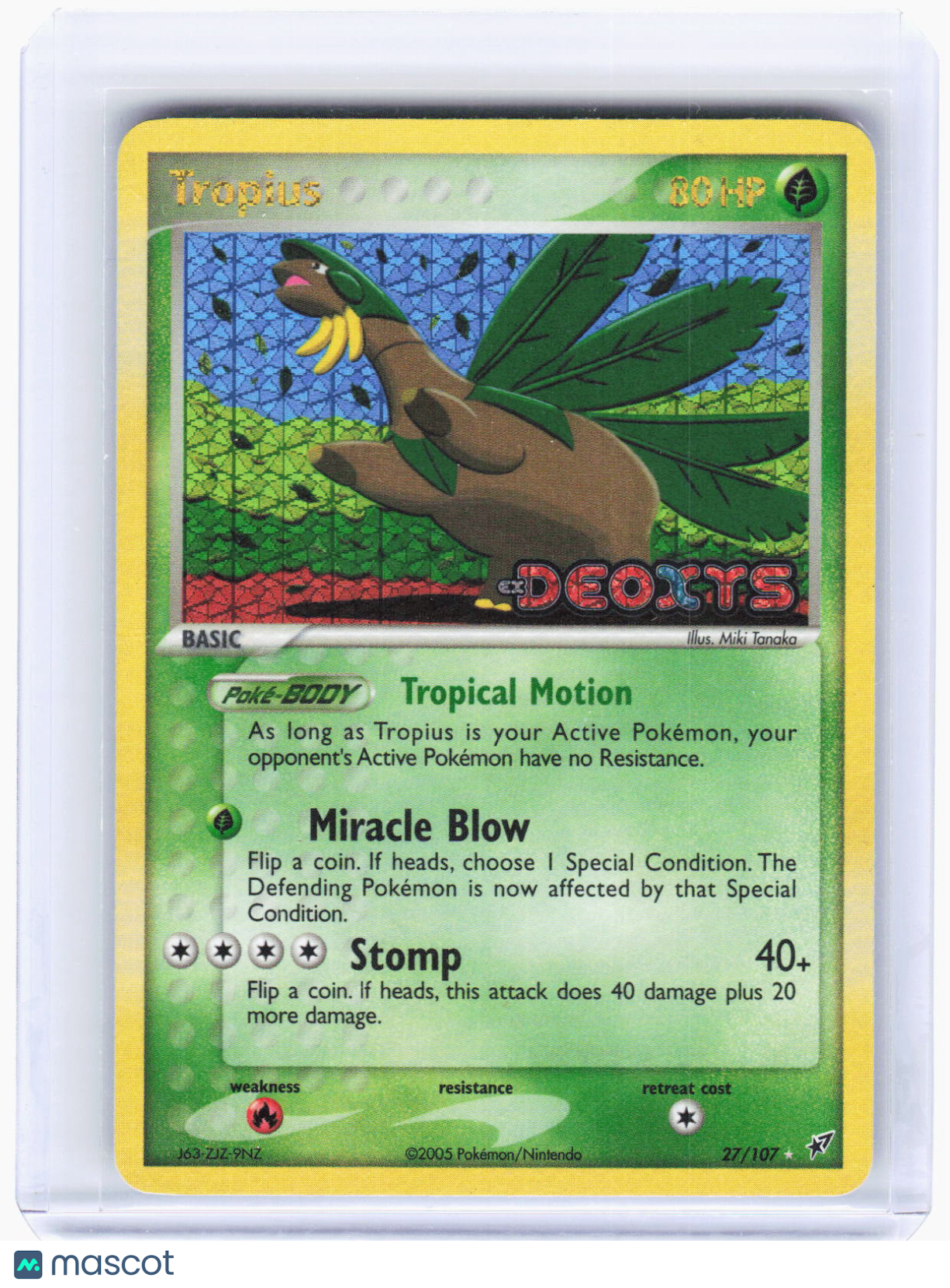 2005 Pokemon—Tropius #27/107 Deoxys—Rare Reverse Holo (Lightly Played)