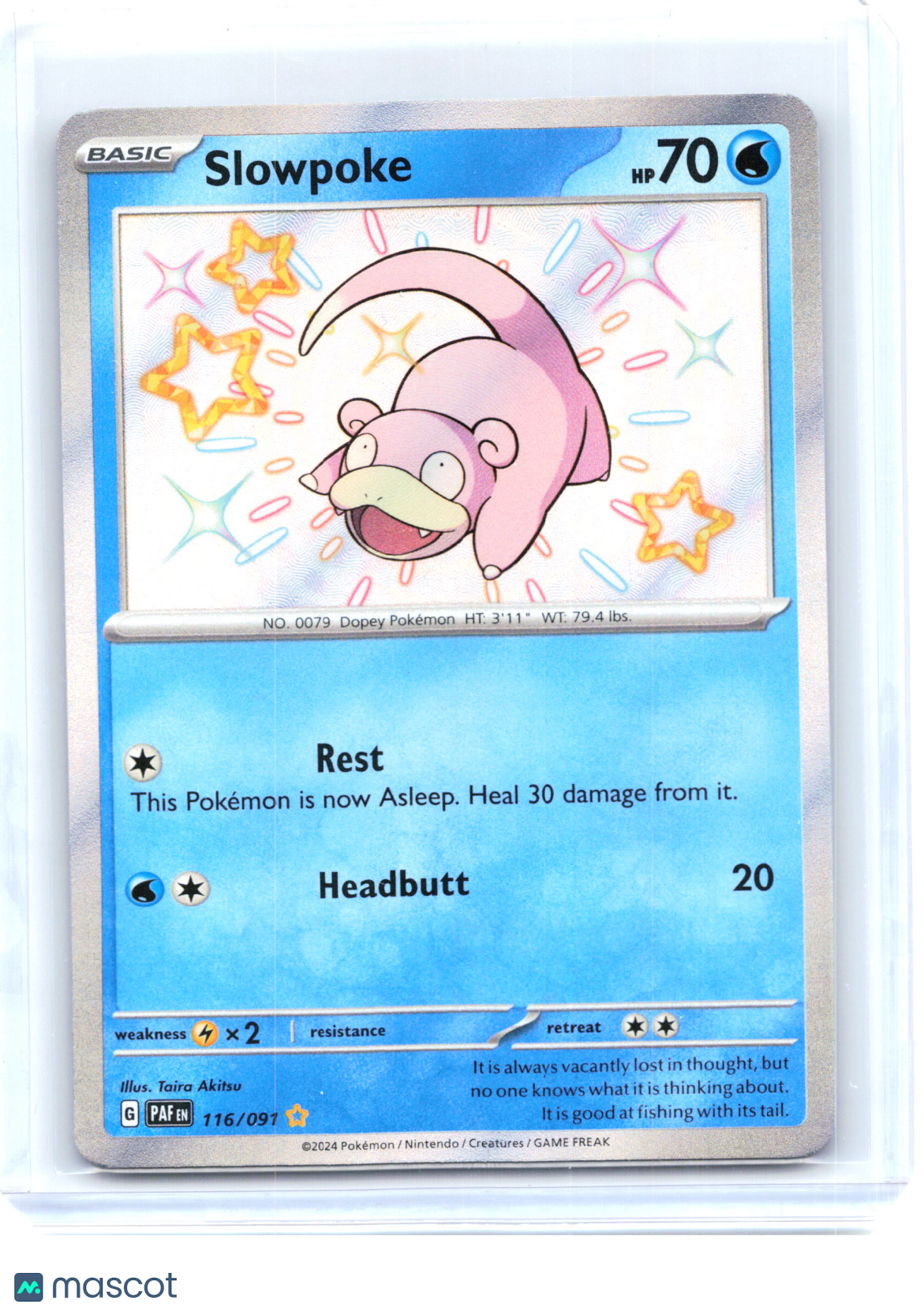2024 Pokemon—Slowpoke #116/91 Paldean Fates—Shiny Rare Holo