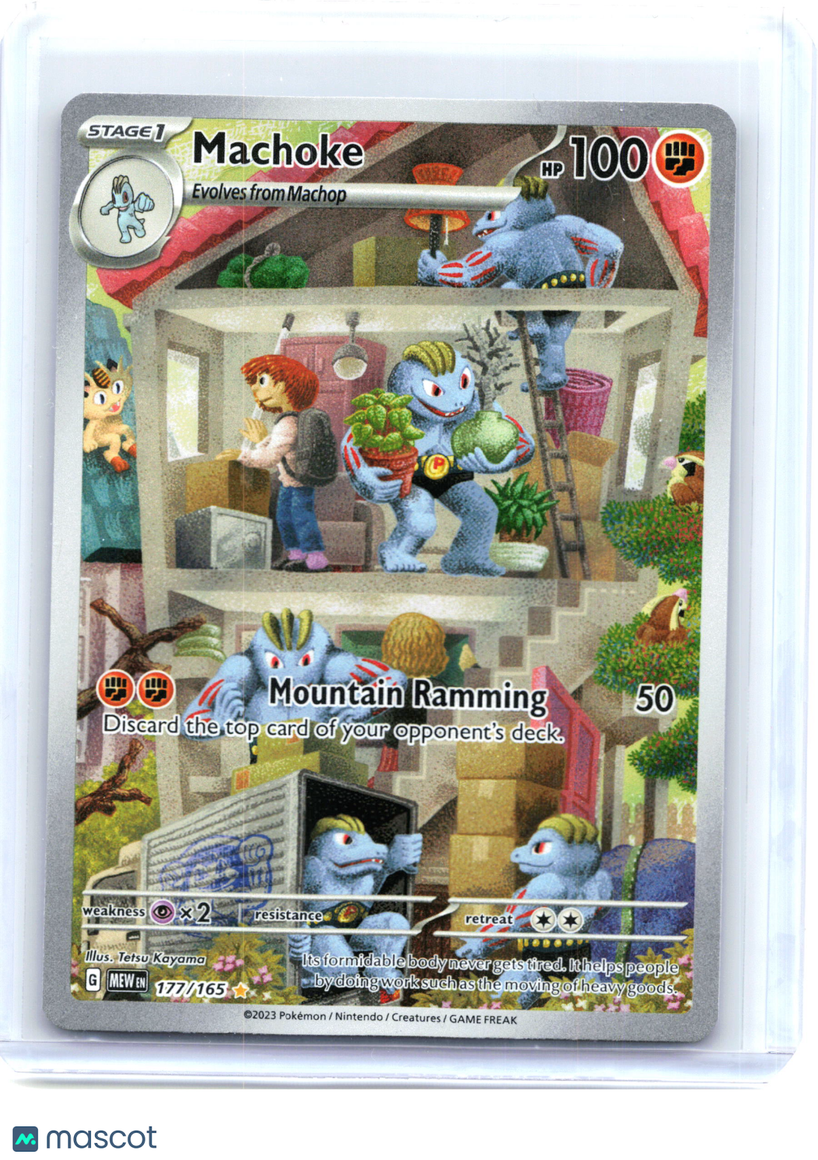 2023 Pokemon—Machoke #177/165 Scarlet & Violet 151—Illustration Rare Holo [Moderately Played]