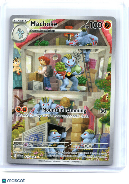 2023 Pokemon—Machoke #177/165 Scarlet & Violet 151—Illustration Rare Holo [Moderately Played]