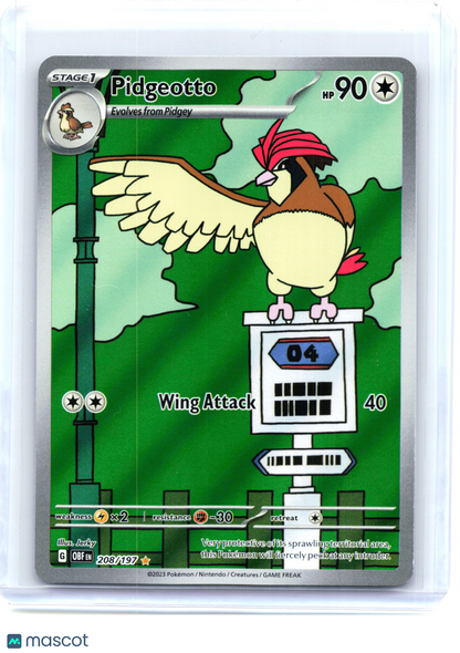 2023 Pokemon—Pidgeotto #208/197 Obsidian Flames—Illustration Rare Holo [LP]