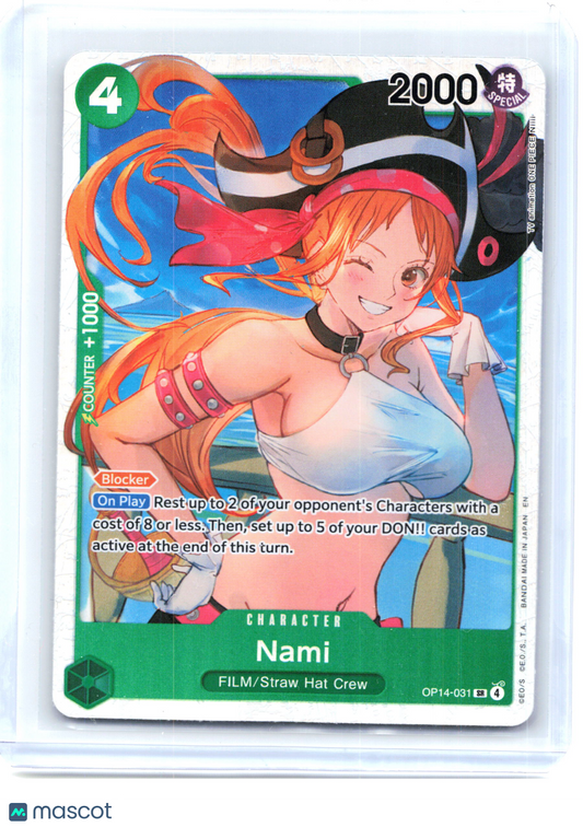2026 One Piece—Nami #OP14-031 The Azure Sea's Seven—Super Rare Holo