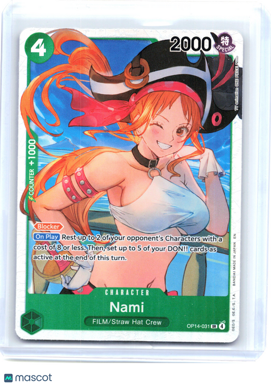 2026 One Piece—Nami #OP04-031 The Azure Sea's Seven—Super Rare Holo