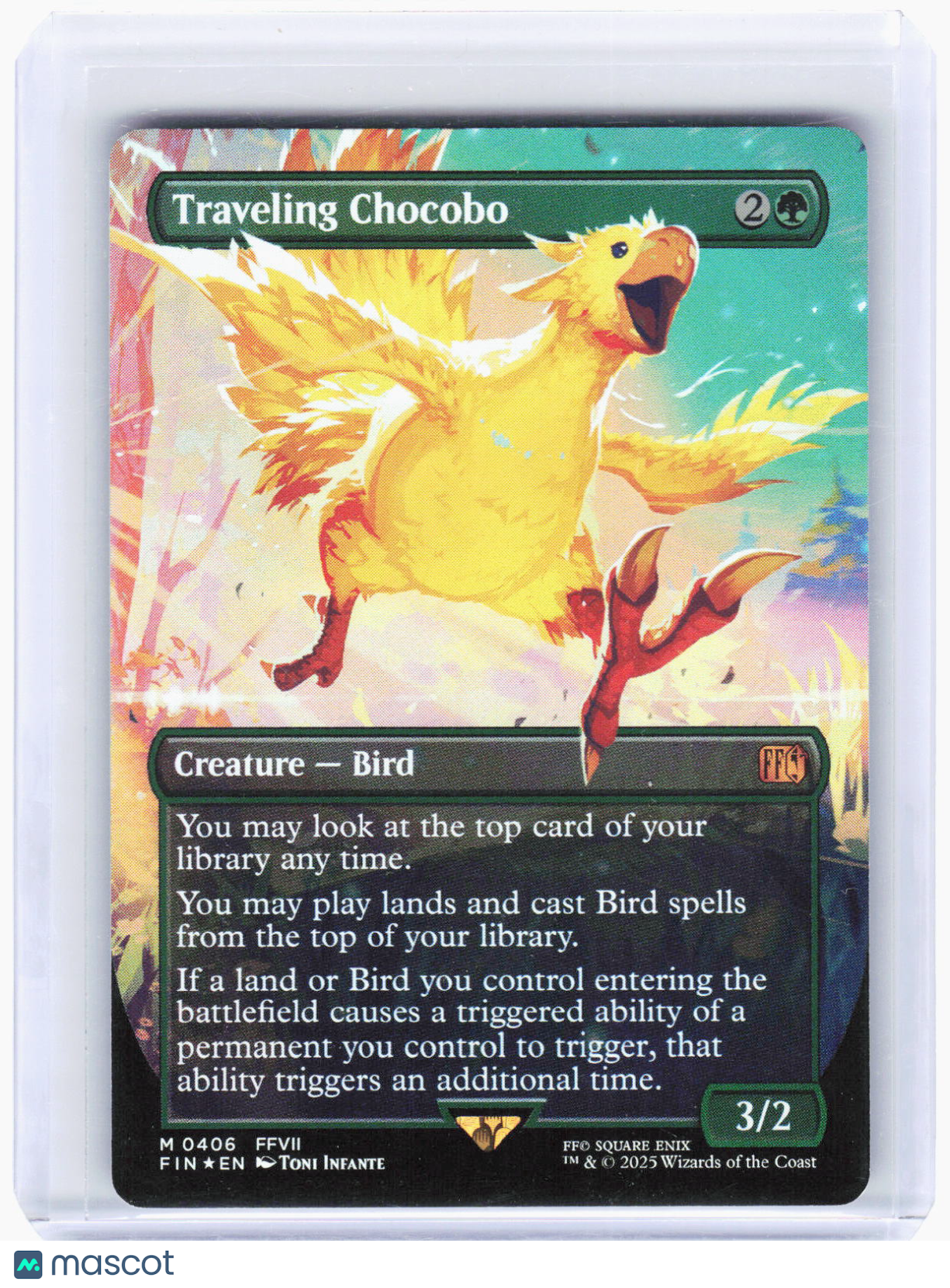 2025 Magic: The Gathering—Traveling Chocobo (Borderless) #406 (FIN)—Mythic Foil