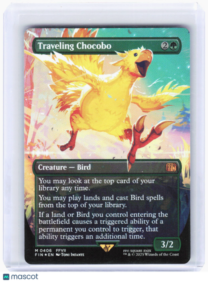 2025 Magic: The Gathering—Traveling Chocobo (Borderless) #406 (FIN)—Mythic Foil