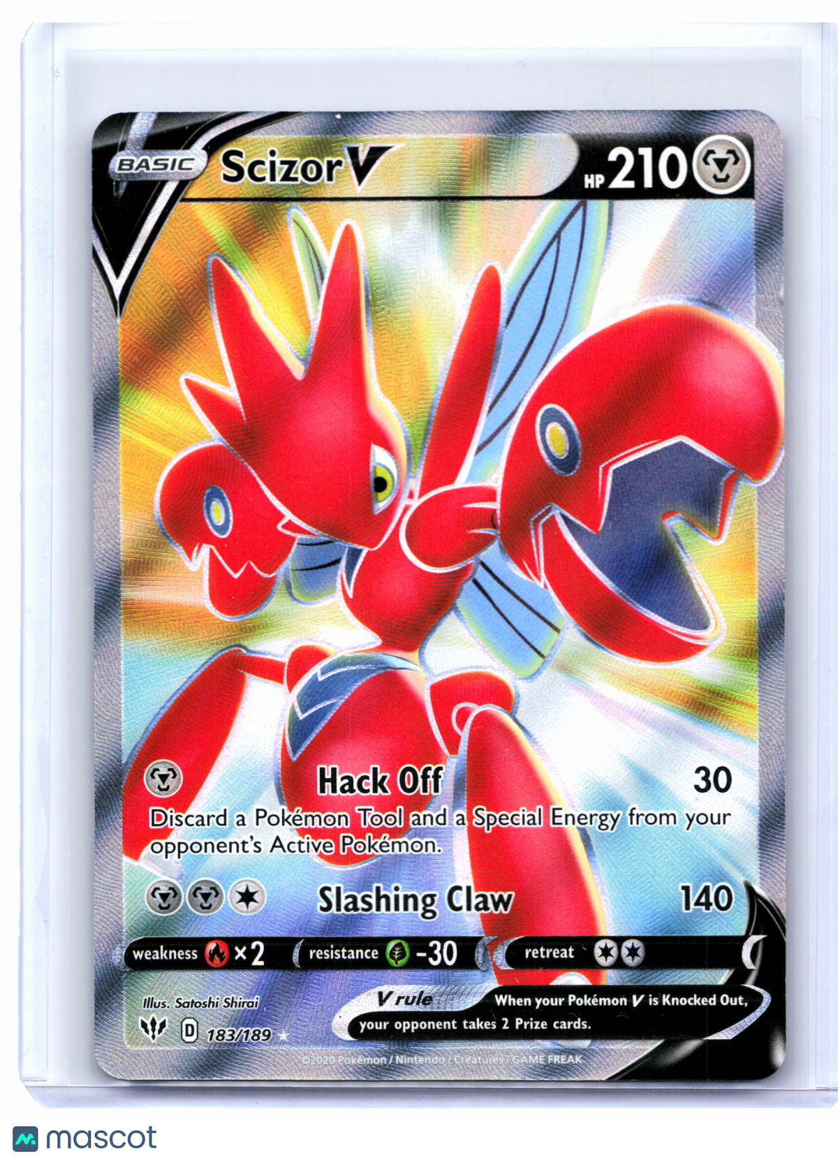 2020 Pokemon—Scizor V #183/189 Darkness Ablaze—Ultra Rare Holo