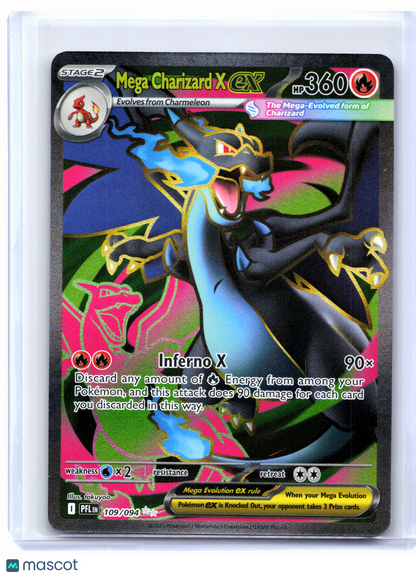 2025 Pokemon—Mega Charizard X ex #109/094 Phantasmal Flames—Ultra Rare Holo [LP]