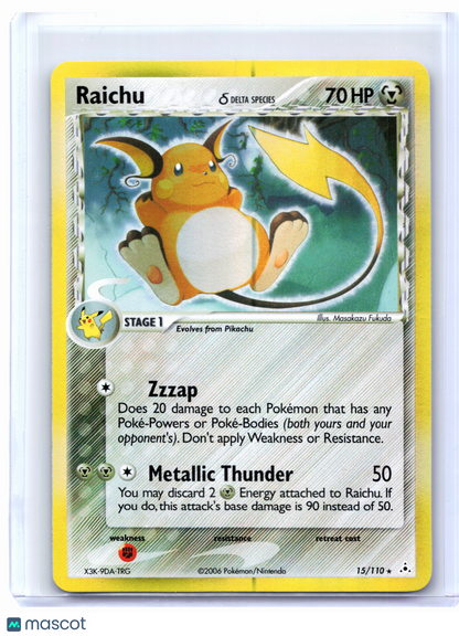 2006 Pokemon—Raichu (Delta Species) #15/110 EX Holon Phantoms—Holo Rare [LP]