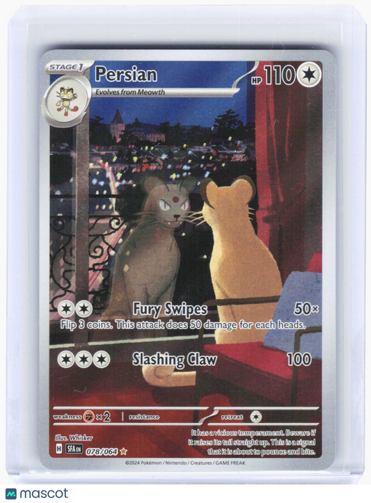 2024 Pokemon—Persian #78/64 Shrouded Fable—Illustration Rare Foil