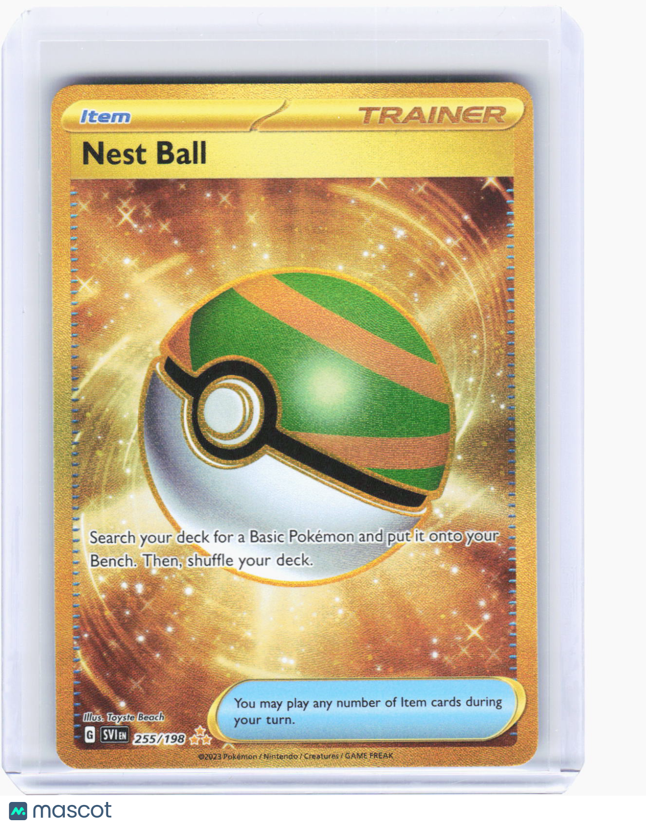 2023 Pokemon—Nest Ball #255/198 Scarlet & Violet Base Set—Hyper Rare Gold