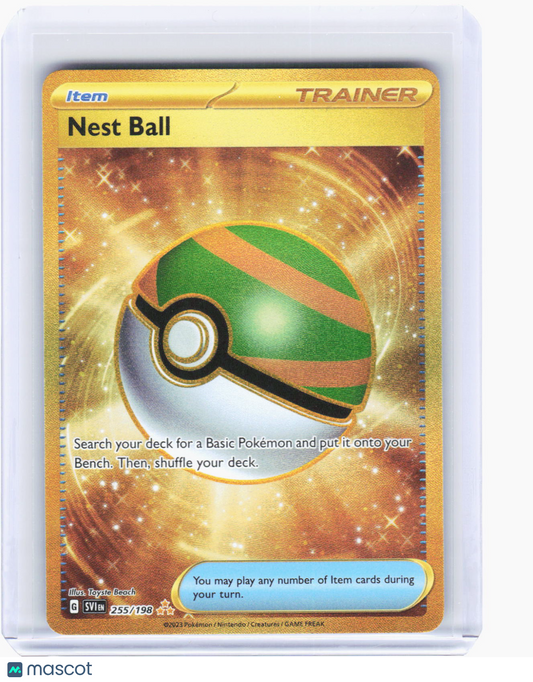 2023 Pokemon—Nest Ball #255/198 Scarlet & Violet Base Set—Hyper Rare Gold