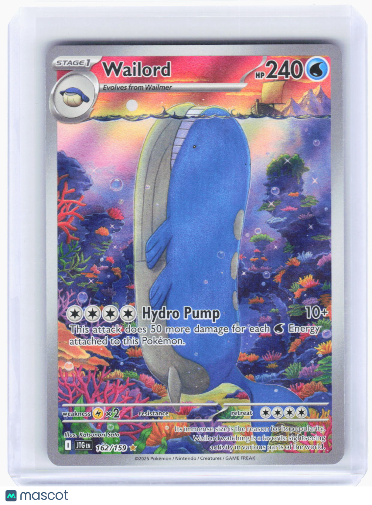 2025 Pokemon—Wailord #162/159 Journey Together—Illustration Rare Foil