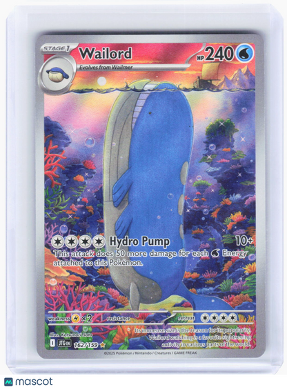 2025 Pokemon—Wailord #162/159 Journey Together—Illustration Rare Foil