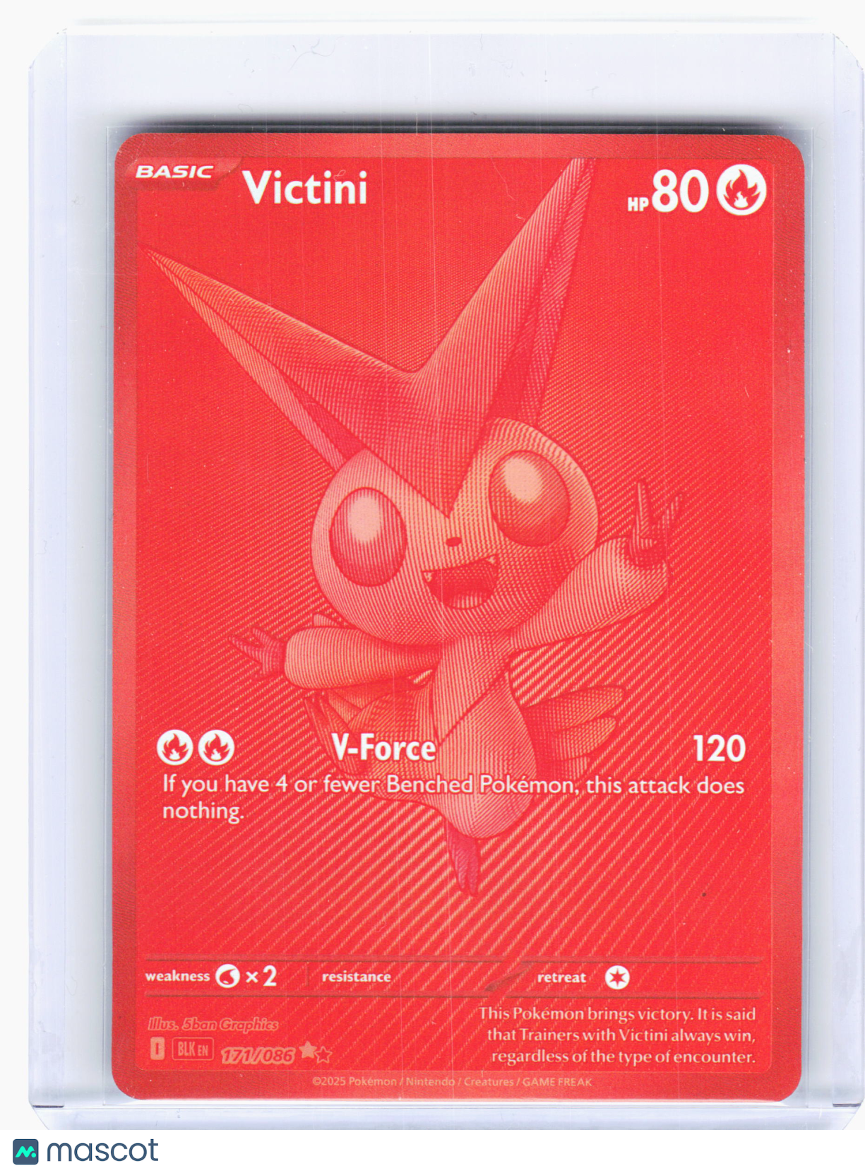 2025 Pokemon—Victini #171 Black Bolt—Black White Rare Holo