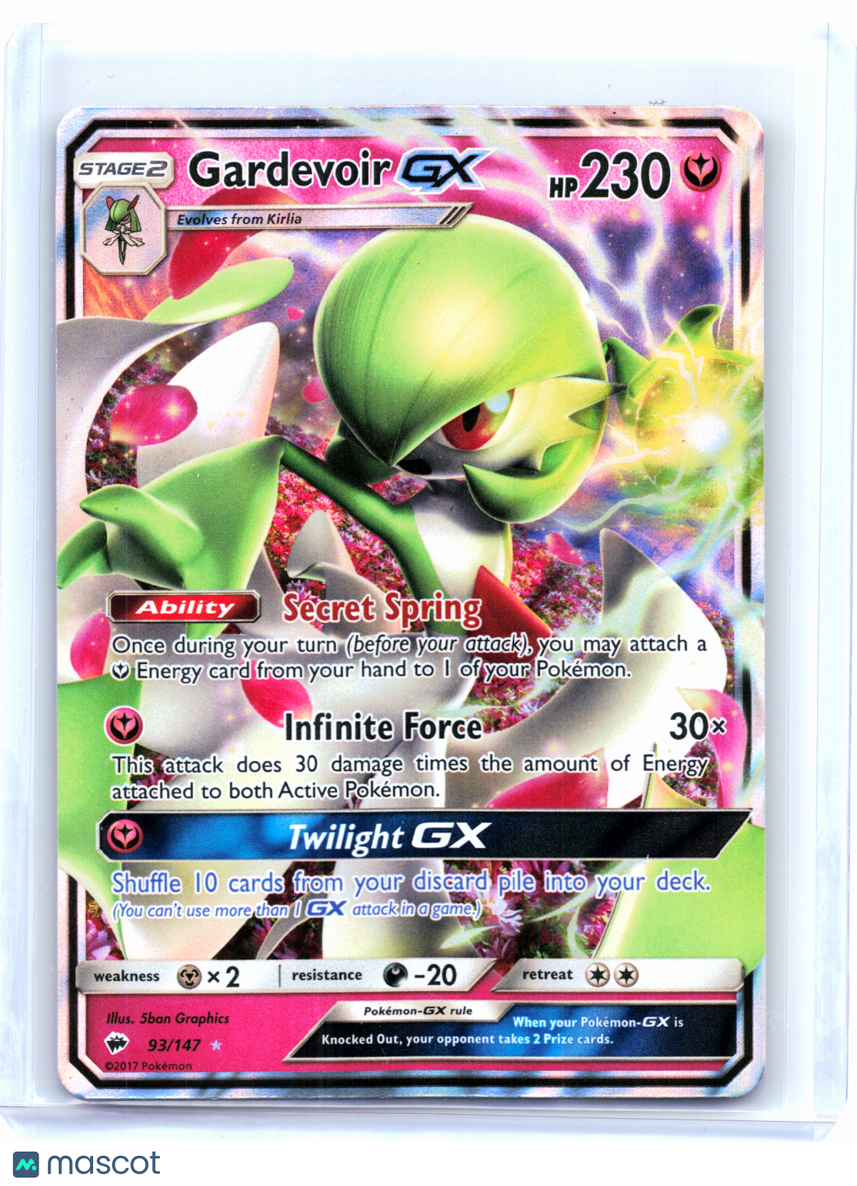 2017 Pokemon—Gardevoir GX #93 Burning Shadows—Ultra Rare Holo