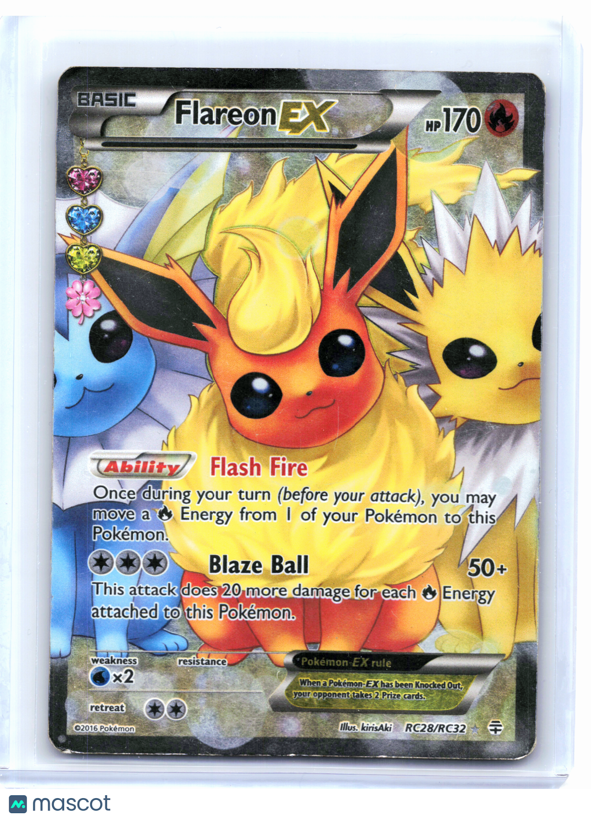 2016 Pokemon—Flareon EX #RC28 Generations: Radiant Collection—UR Holo [Damaged]