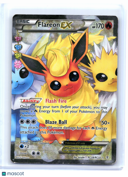 2016 Pokemon—Flareon EX #RC28 Generations: Radiant Collection—UR Holo [Damaged]