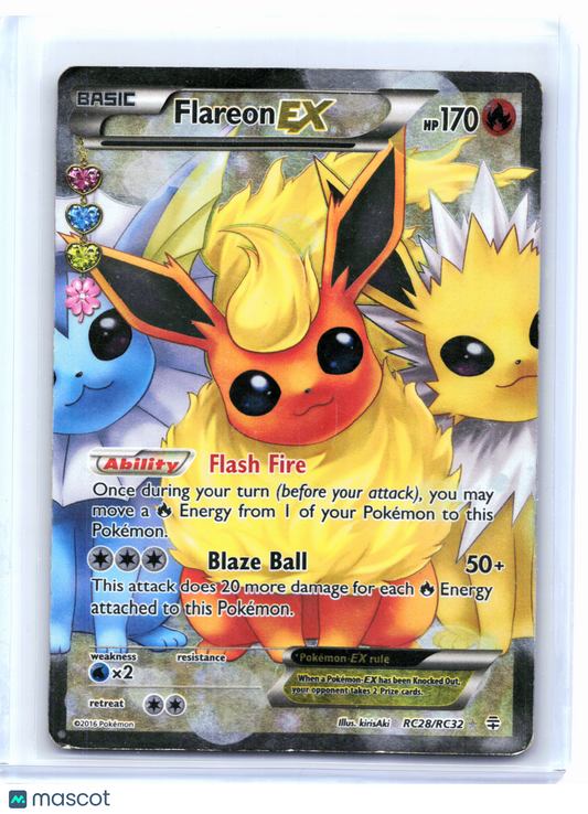 2016 Pokemon—Flareon EX #RC28 Generations: Radiant Collection—UR Holo [Damaged]