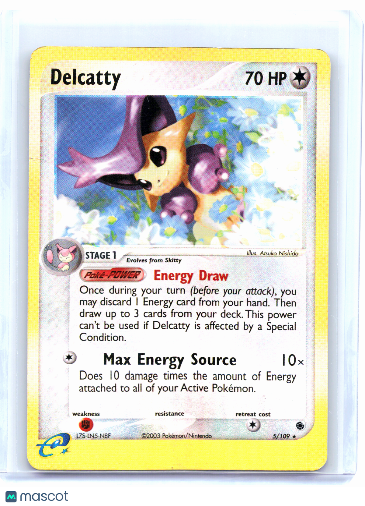 2003 Pokemon—Delcatty #5 EX Ruby & Sapphire—Holo Rare Reverse Holo [Damaged]