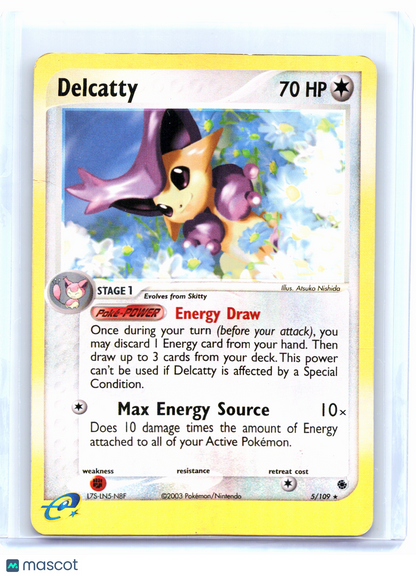 2003 Pokemon—Delcatty #5 EX Ruby & Sapphire—Holo Rare Reverse Holo [Damaged]