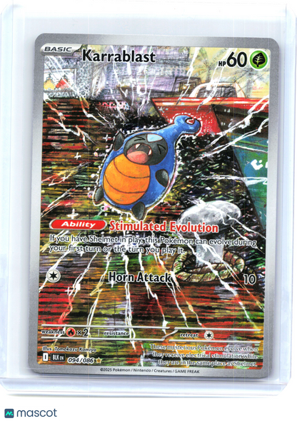 2025 Pokemon—Karrablast #94/86 Black Bolt—Illustration Rare Holo