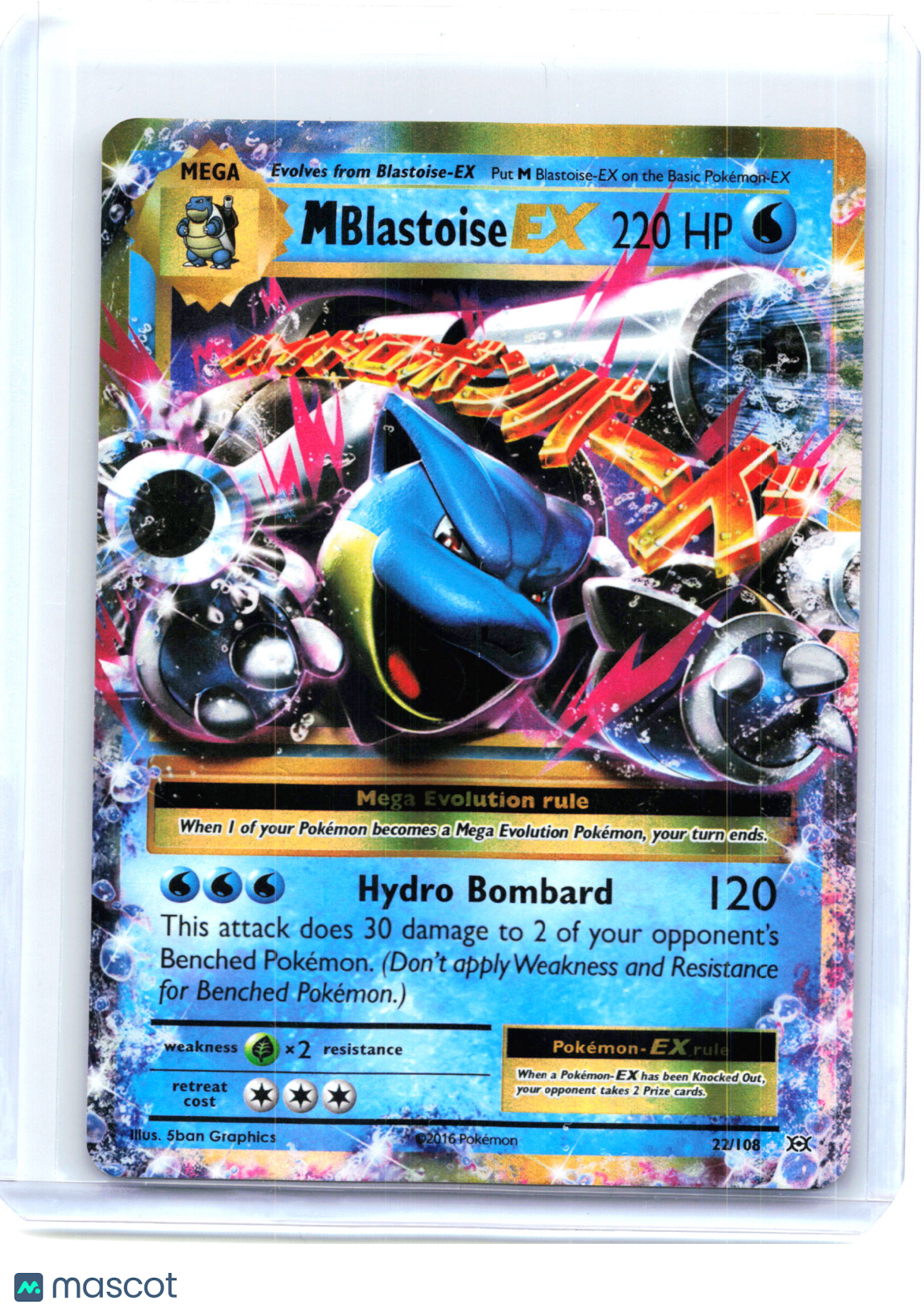 2016 Pokemon—M Blastoise ex #22/108 Evolutions—Ultra Rare Holo [Damaged]
