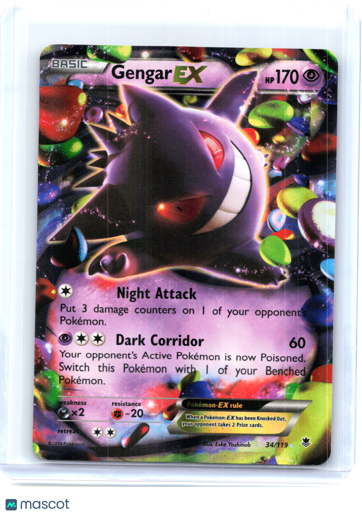 2014 Pokemon—Gengar ex #34/119 Phantom Forces—Ultra Rare Holo [Damaged]