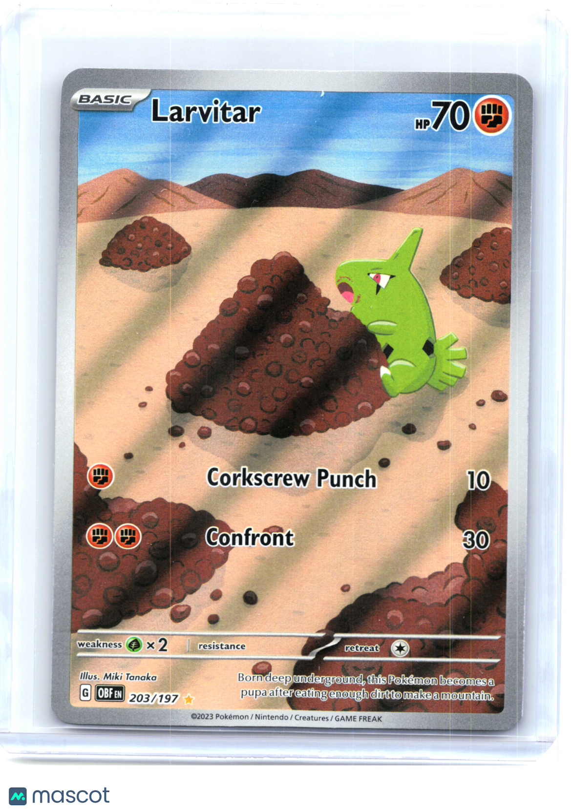 2023 Pokemon—Larvitar #203/197 Obsidian Flames—Illustration Rare Holo