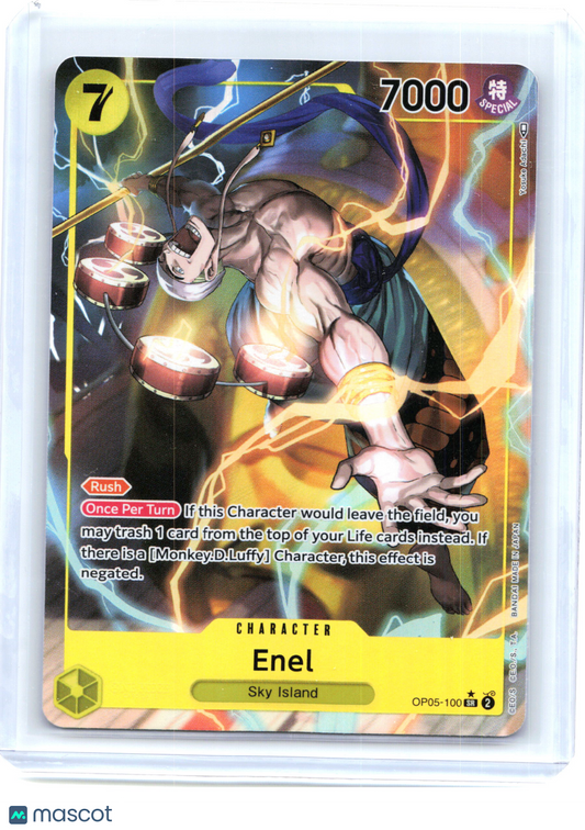 2023 One Piece—Enel #OP05-100 Awakening of the New Era—Super Rare Holo (Alt Art)