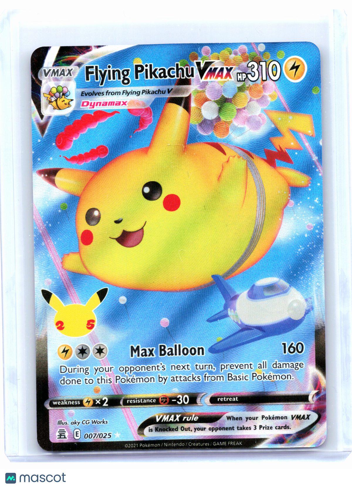 2021 Pokemon—Flying Pikachu VMAX #7 Celebrations—Ultra Rare Holo