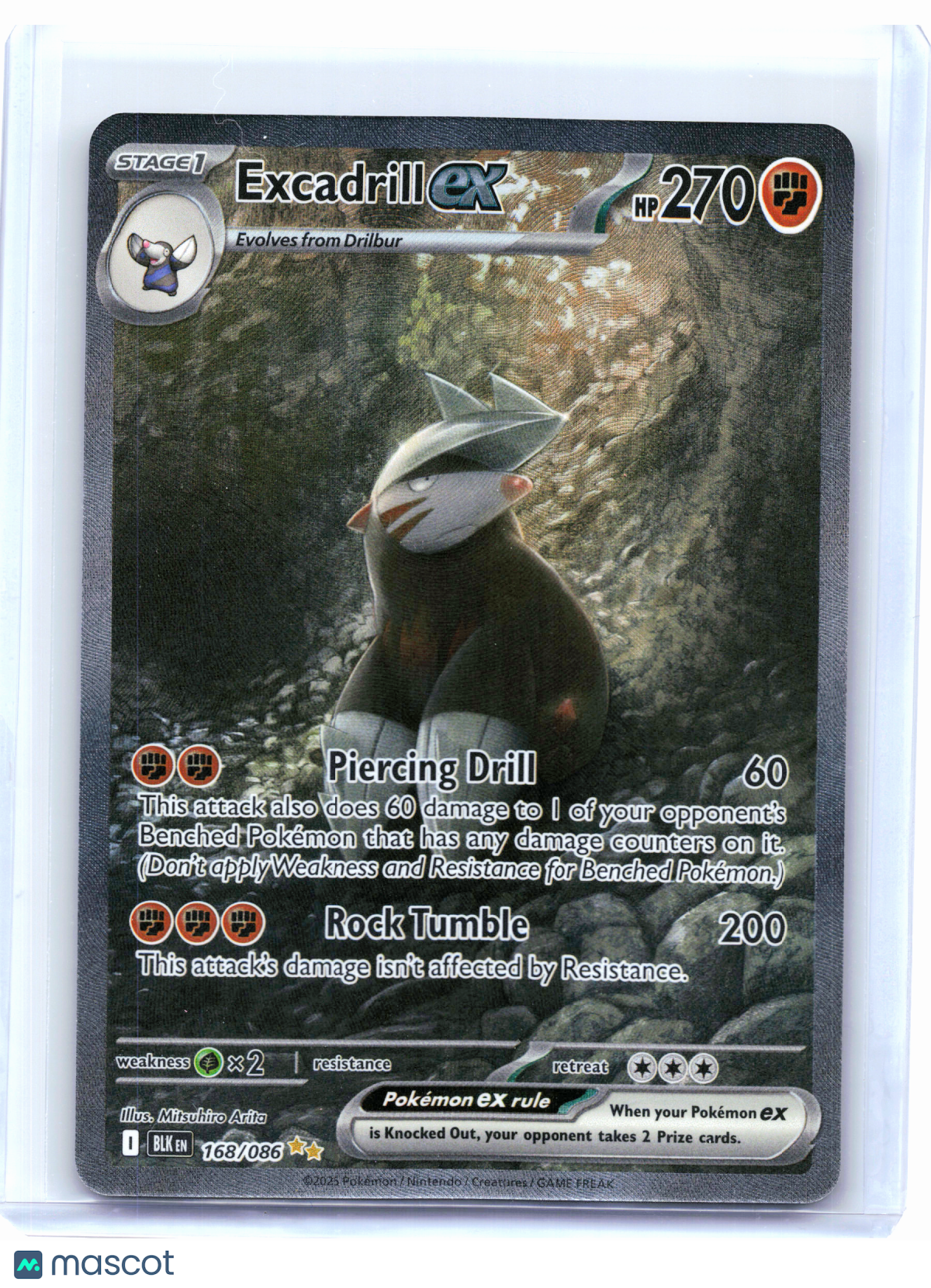 2025 Pokemon—Excadrill ex #168 Black Bolt—Special Illustration Rare Holo
