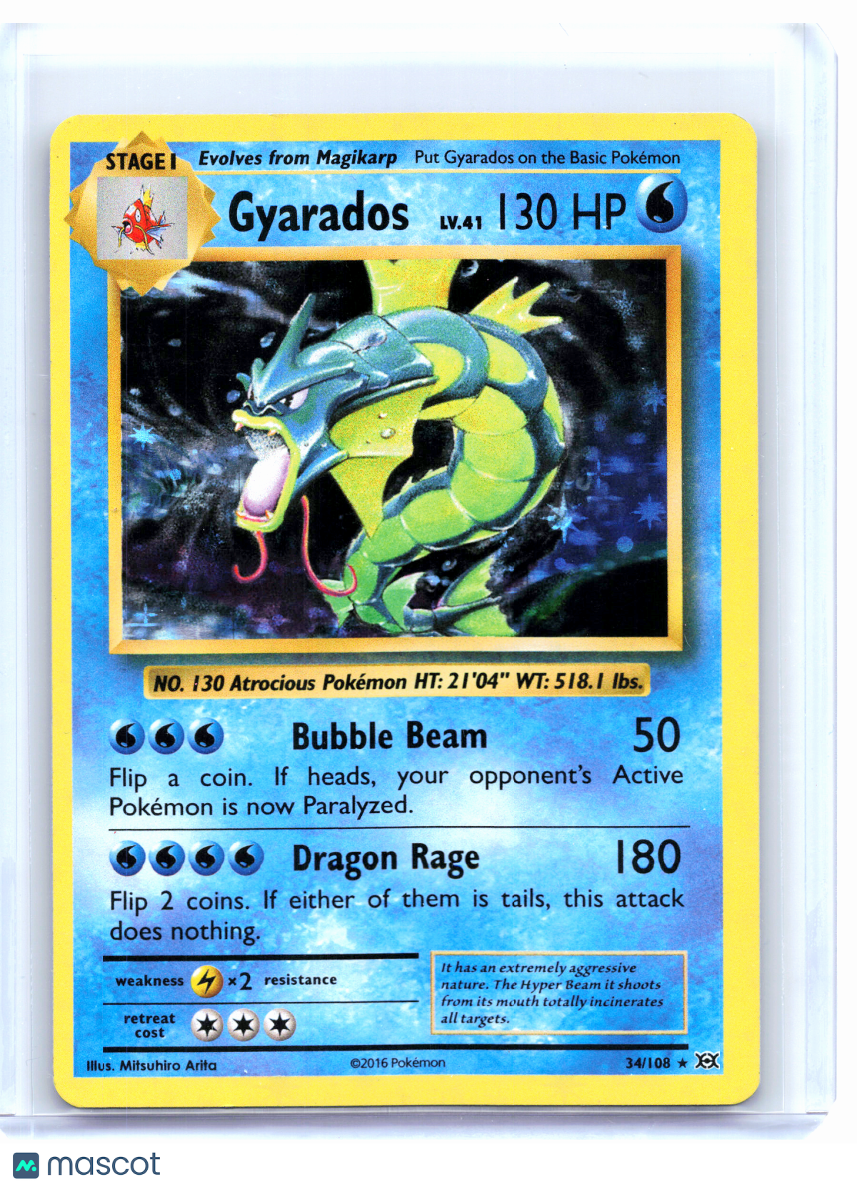 2016 Pokemon—Gyarados #34 Evolutions—Holo Rare Holo [Moderately Played]