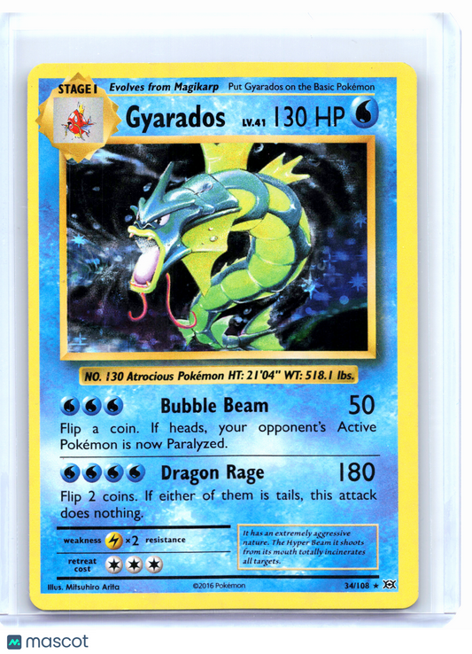 2016 Pokemon—Gyarados #34 Evolutions—Holo Rare Holo [Moderately Played]